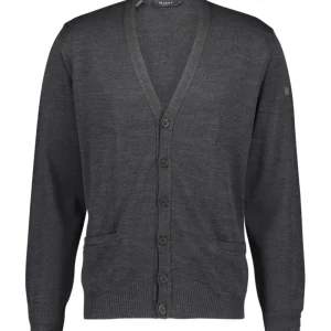 Klassischer Cardigan aus Merinowolle mit Knöpfen | Anthrazit