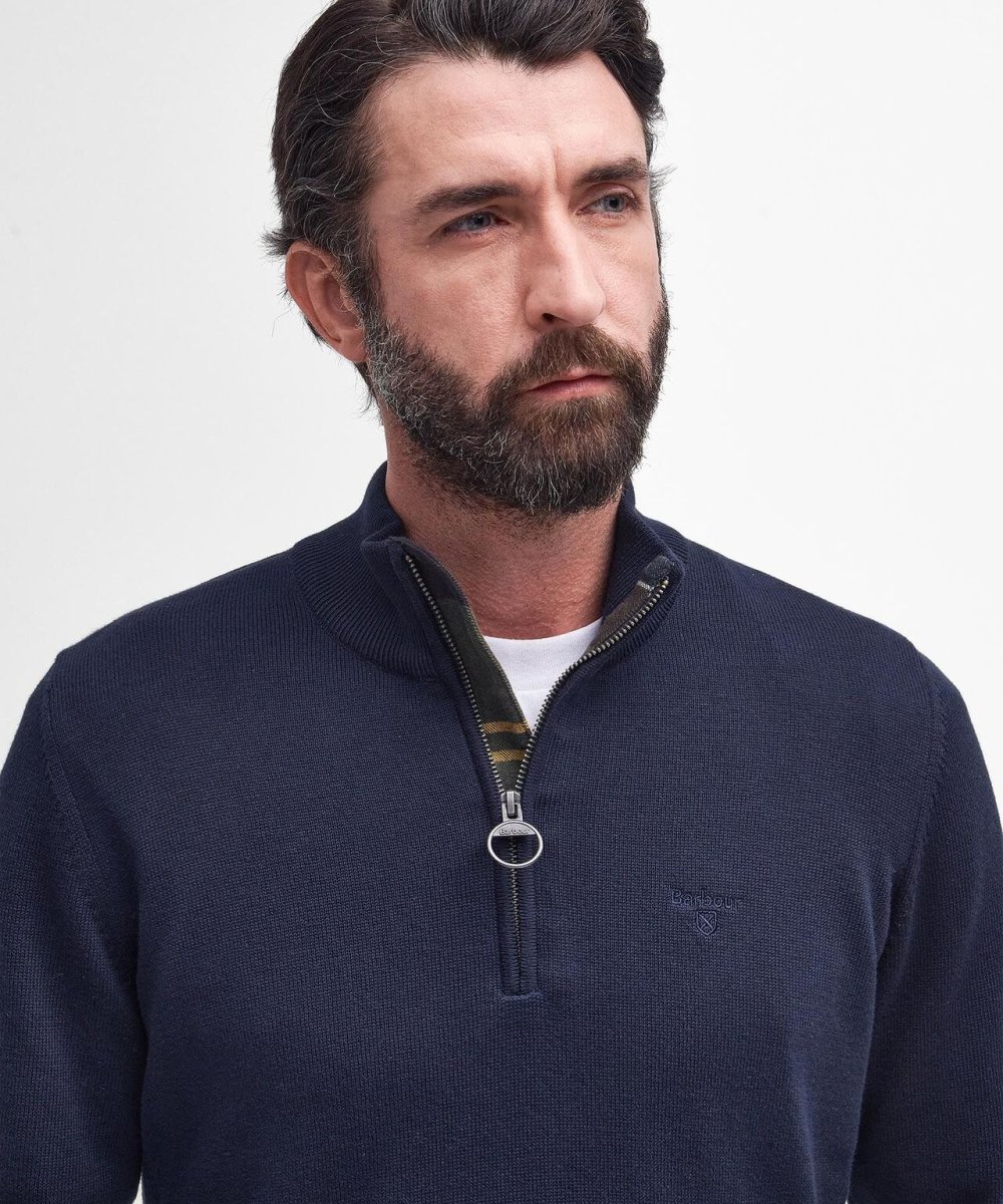 Barbour Baumwoll-Pullover mit halbem Reißverschluss | Marineblau – Bild 5