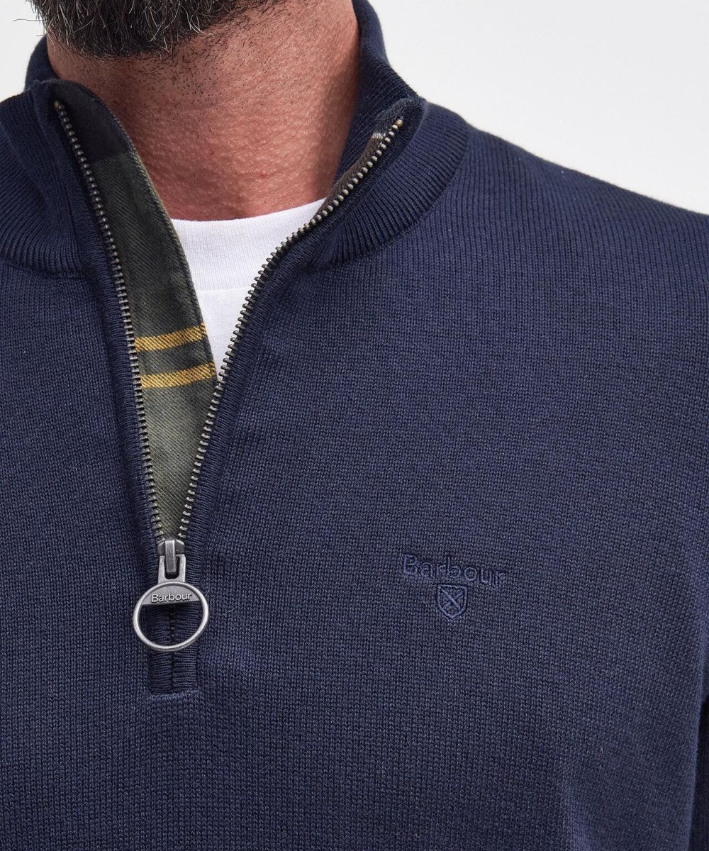 Barbour Baumwoll-Pullover mit halbem Reißverschluss | Marineblau – Bild 6