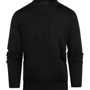 Merinowollpullover mit Rundhalsausschnitt | Schwarz
