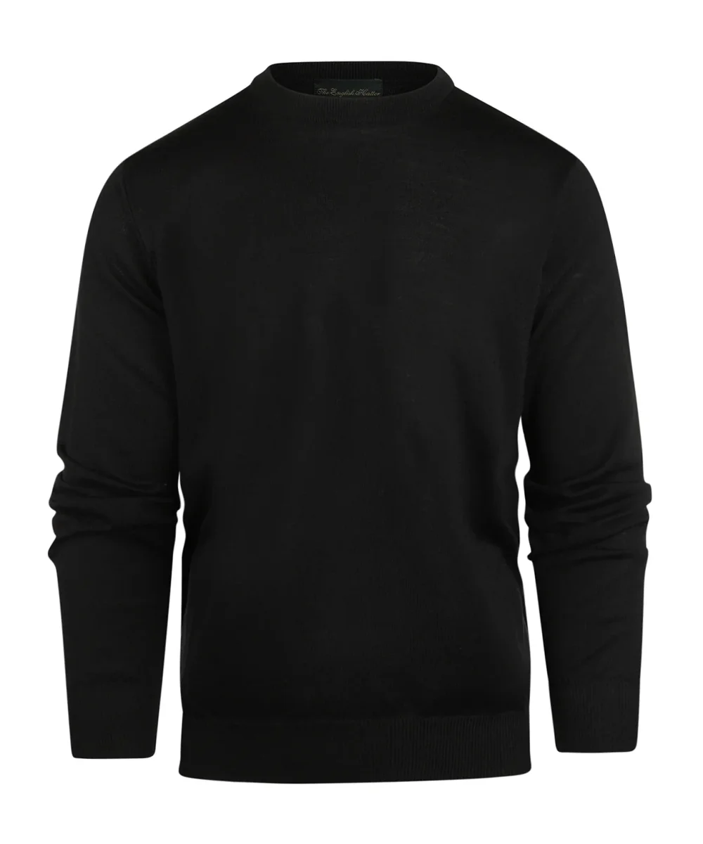 Merinowollpullover mit Rundhalsausschnitt | Schwarz