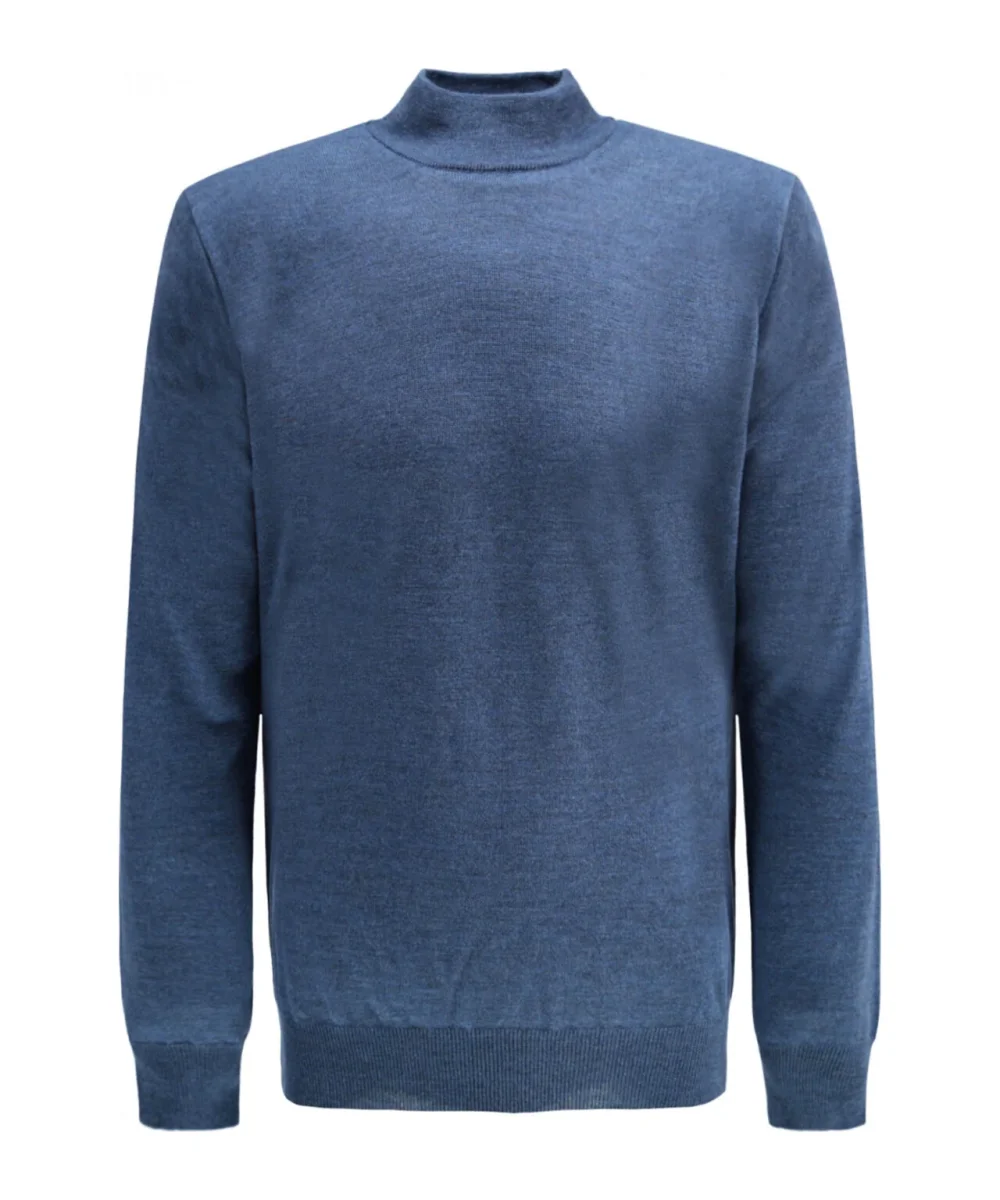 Schildkrötenpullover aus Merinowolle | Hellindigo