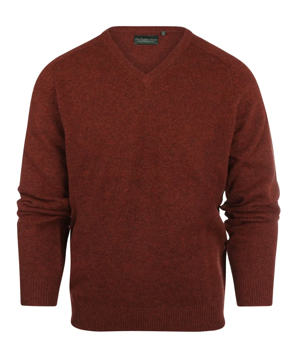 Klassischer Lammwollpullover mit V-Ausschnitt | Rot – Bild 2