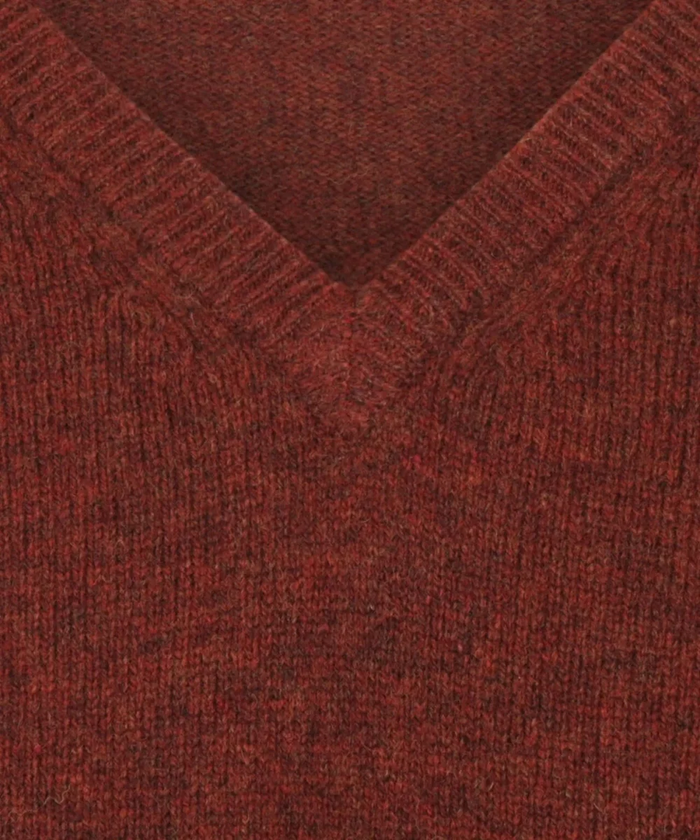 Klassischer Lammwollpullover mit V-Ausschnitt | Rot – Bild 5