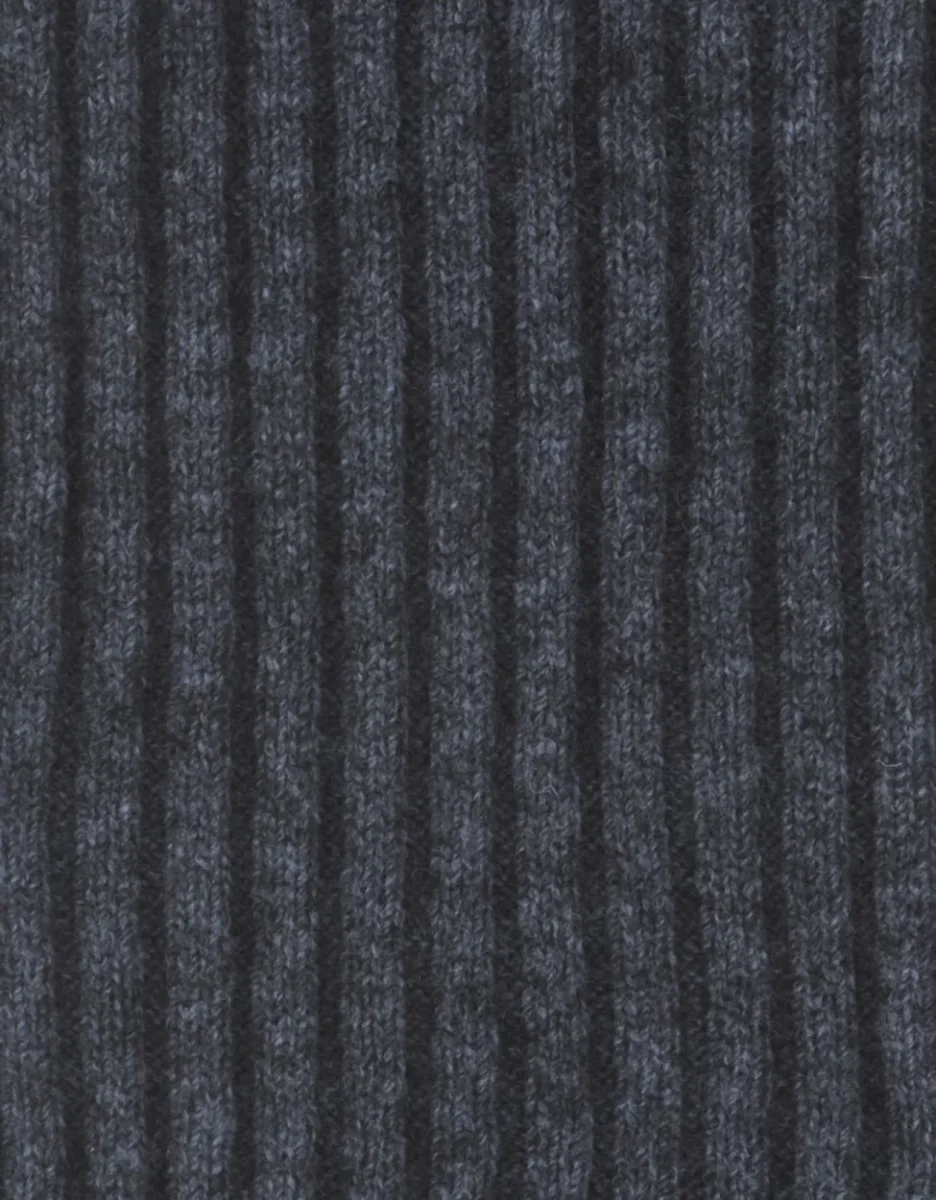 Gerippter Schal aus Merinowollmischung 165x16 | Blau – Bild 4