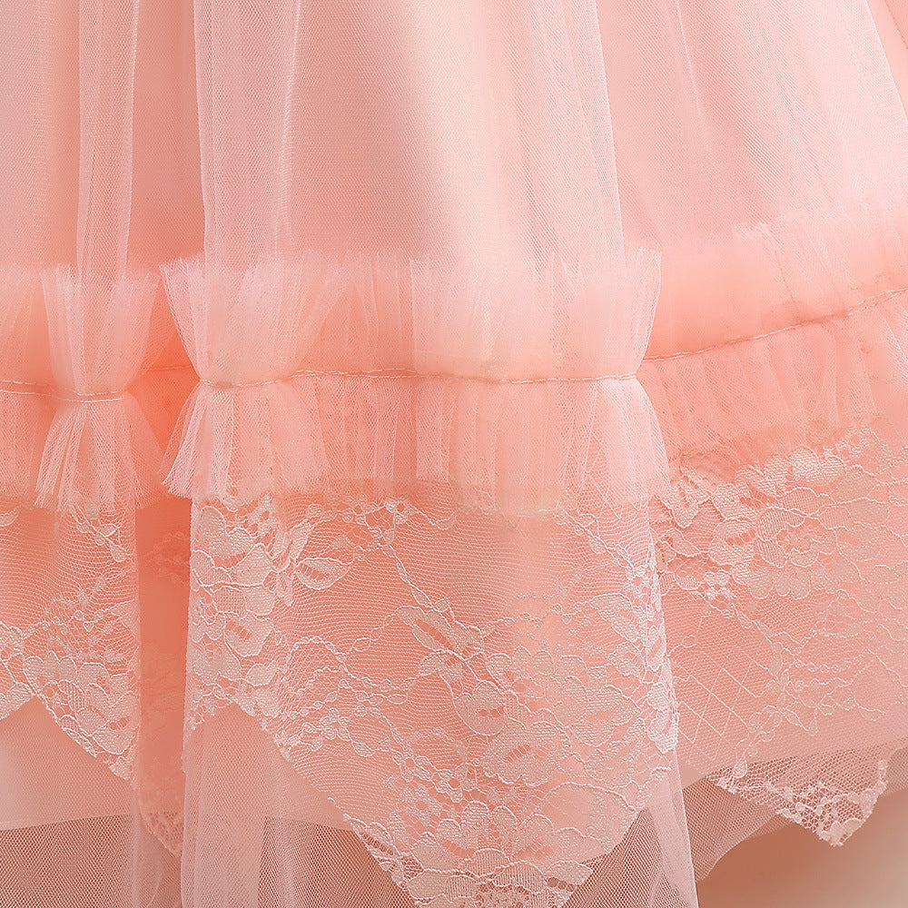 Ballkleid Kalte Schulter Kurze Ärmel Blumenmädchenkleider mit Applikationen – Bild 6