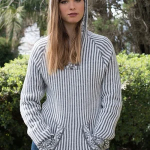 Striped Alpaca Hoodie for Women