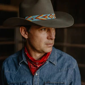 Cowboy Beaded Hat Band | Turquoise & Orange
