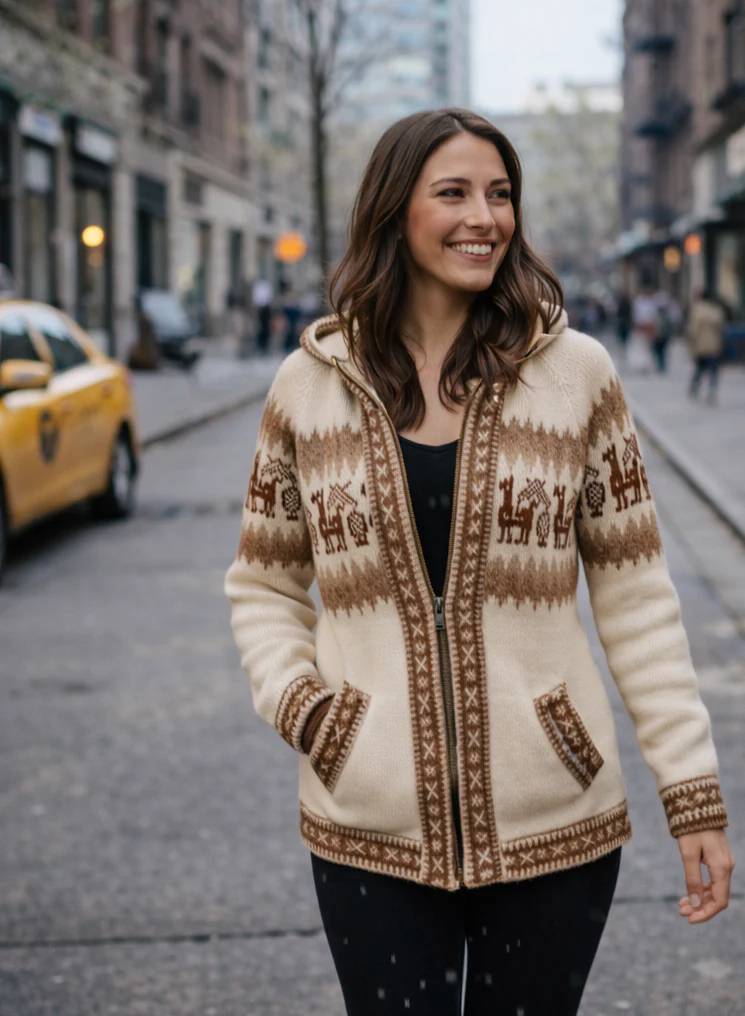 Fair Isle Alpaca Hoodie for Women – Bild 4