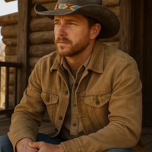 Western Beaded Hat Band | Brown & Blue Tribal Pattern