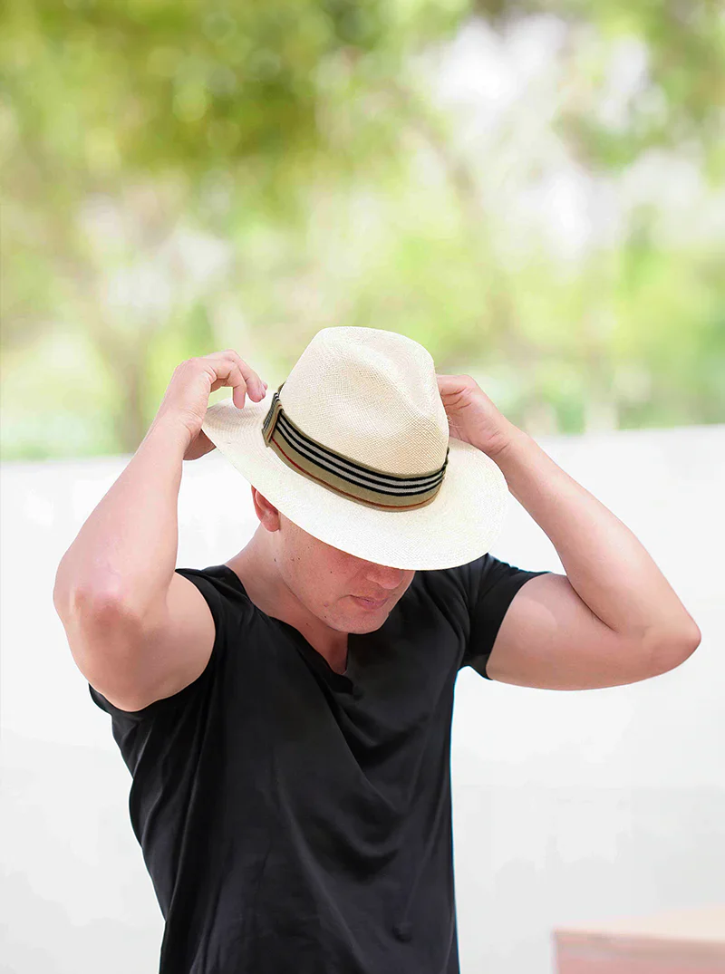 Striped Panama Hat Band – Beige