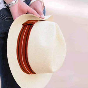 Striped Panama Hat Band - Red