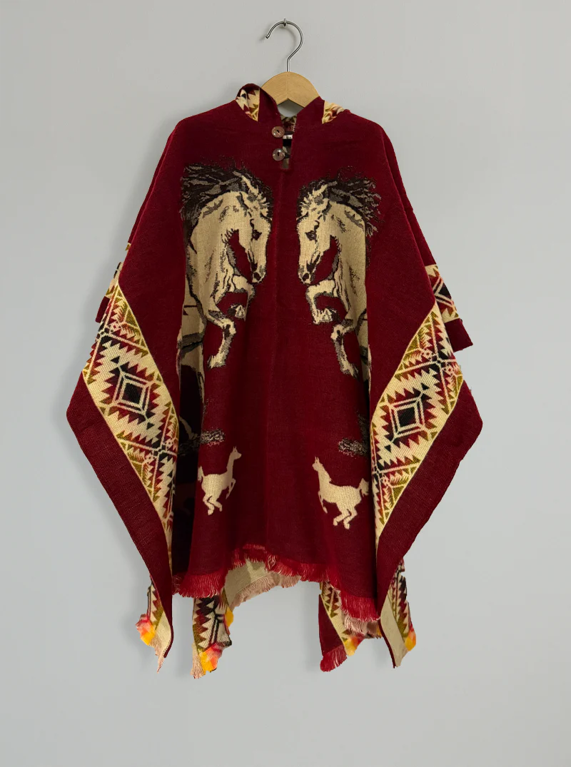 Mexican Red Poncho | Two Horses – Bild 2