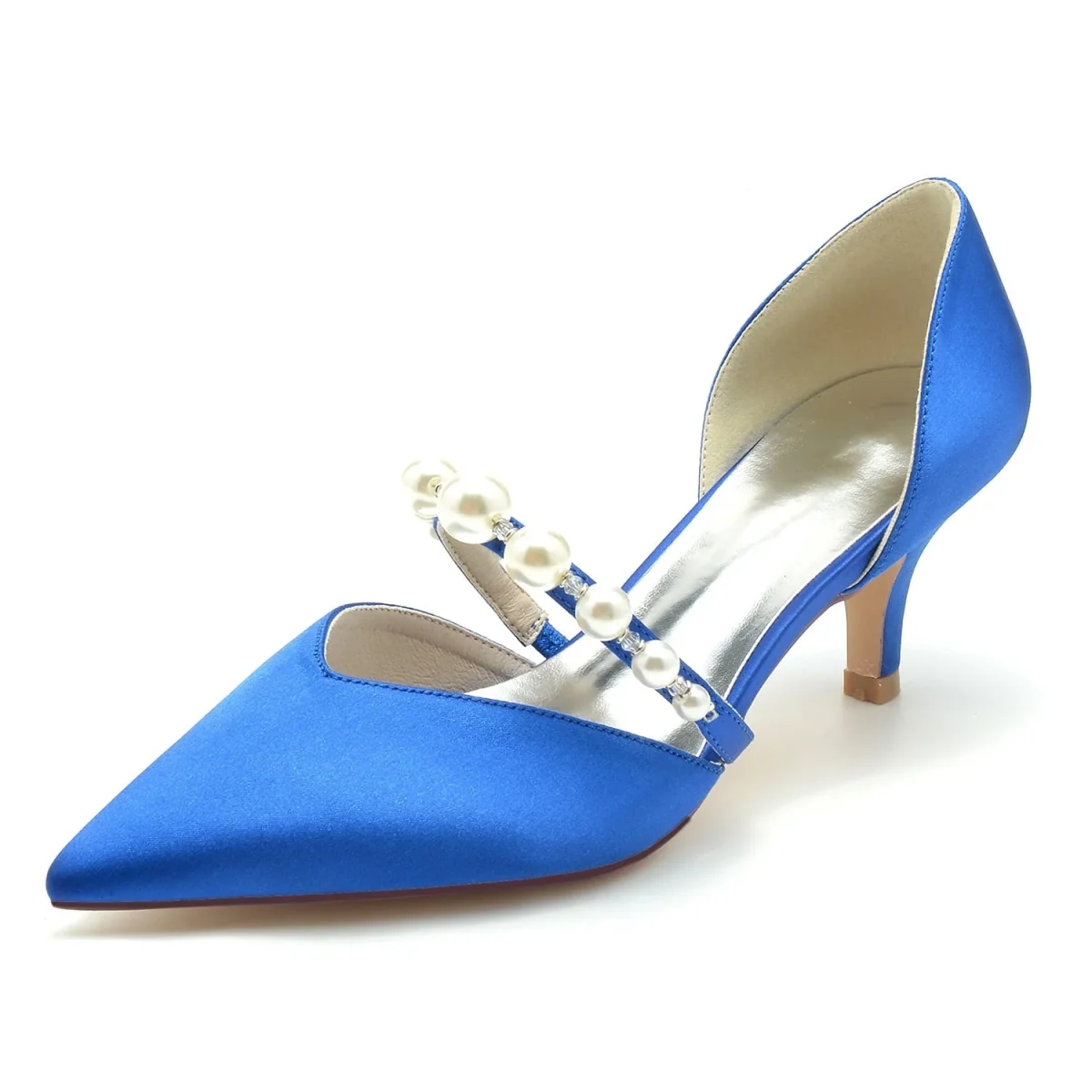 Damen Seidensatin mit Perlen Geschlossene Zehen Stiletto-Absatz Partyschuhe – Bild 2